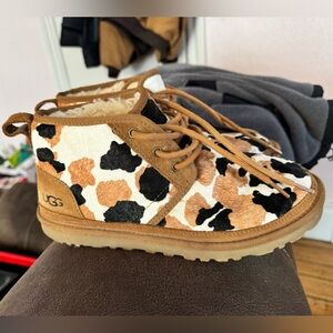 UGG Cow Print tie lace boots size 9